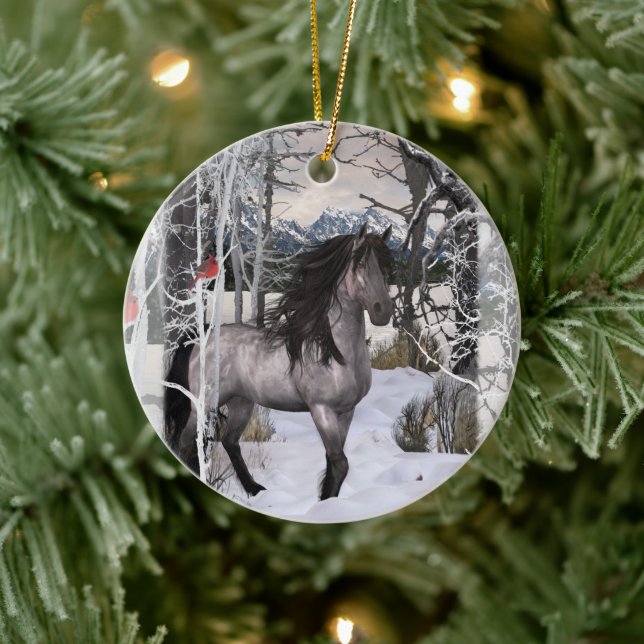 2024 Winter Wishes Horse Ceramic Tree Decoration (Tree)
