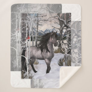 2024 Winter Wishes Horse - customise colour Sherpa Blanket
