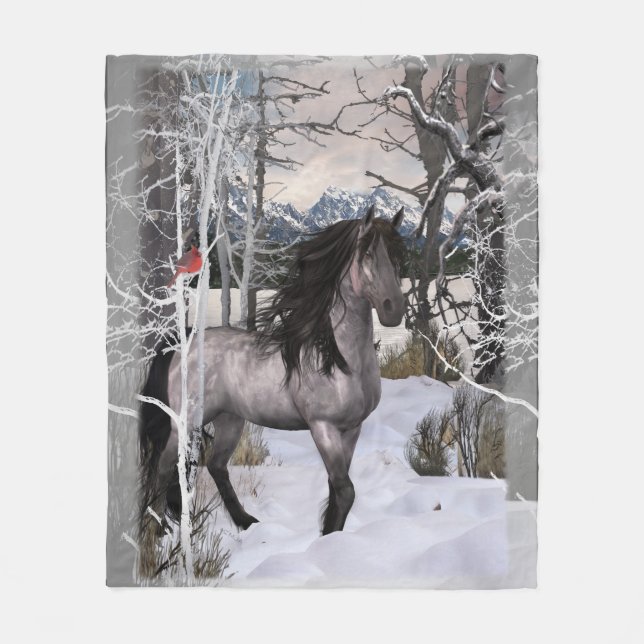 2024 Winter Wishes Horse Fleece Blanket (Front)