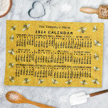 2024 Year Calendar Bee Honeycomb Apiary Custom Tea Towel<br><div class="desc">This 2024 year monthly calendar kitchen towel shows the days of the week in black. The design has a honeycomb / bee theme, and you can add a line of text to the top. This is a bold, pretty yearly calendar to help you conquer the new year. Always know what...</div>