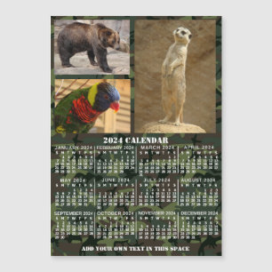 2024 Year Calendar Camouflage Add 3 Photos Magnet