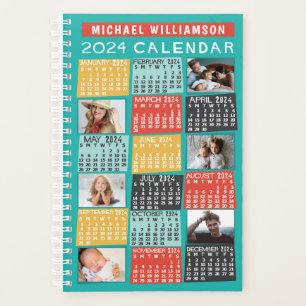 2024 Year Calendar Modern 12 Photo Collage Name Sm Planner