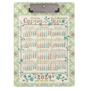 2024 Year Calendar Victorian Art Nouveau   Custom Clipboard