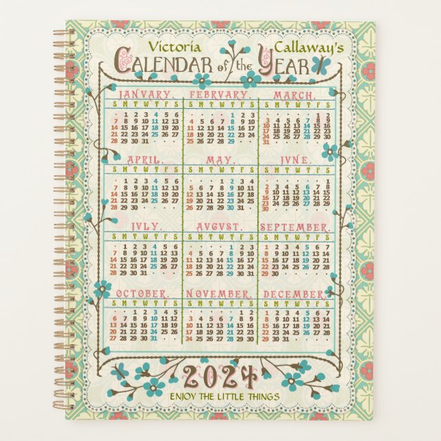 2024 Year Calendar Victorian Art Nouveau | Custom Planner (Front)