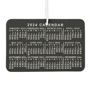 2024 Year Monthly Calendar Classic Black and White Car Air Freshener