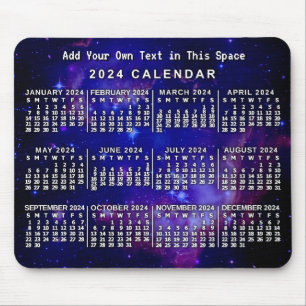 2024 Year Monthly Calendar Custom Space Nebula Mouse Mat