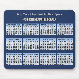 2024 Year Monthly Calendar Easy to Read Business Mouse Mat