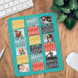 2024 Year Monthly Calendar Modern Photo Collage Mouse Mat<br><div class="desc">This personalised 2024 year monthly calendar mousepad has a mid-century modern geometric look with asymmetrical colour blocks and cut-out paper style typography. Use the easy templates to add six of your favourite photos (horizontal work best, but all shapes will automatically adjust to fit the frames). This vibrant, ultra-mod calendar will...</div>