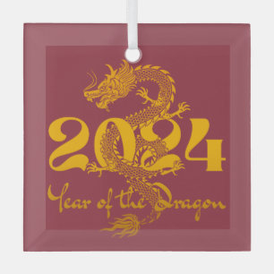 2024 Year of the Dragon Chinese New Year Glass Tree Decoration