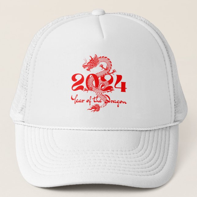 2024 Year of the Dragon Chinese New Year Trucker Hat (Front)