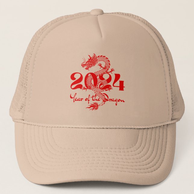 2024 Year of the Dragon Chinese New Year Trucker Hat (Front)