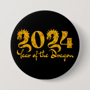 2024 YEAR OF THE DRAGON GOLD 7.5 CM ROUND BADGE