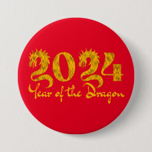 2024 YEAR OF THE DRAGON GOLD 7.5 CM ROUND BADGE