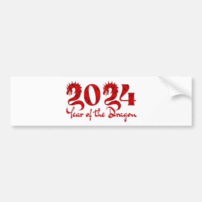 2024 YEAR OF THE DRAGON RED BUMPER STICKER (Front)