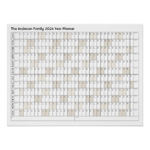 2024 Year Planner Family Name Office Calendar Poster