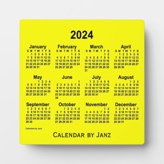 2024 Yellow Desk Calendar by Janz Plaque (Front)