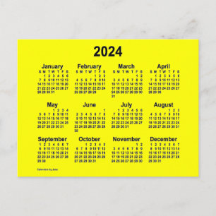 2024 Yellow Mini Calendar by Janz Postcard
