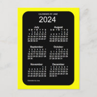 2024 Yellow Neon 6 Month Mini Calendar by Janz