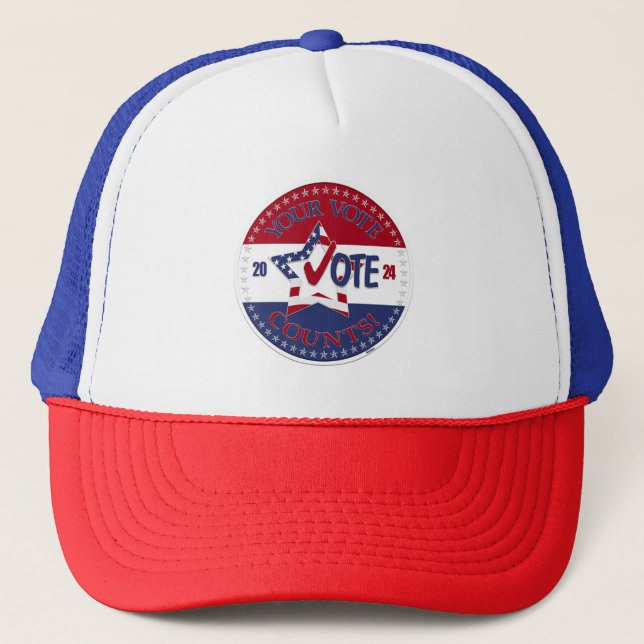 2024 Your Vote Counts Vote Star Trucker Hat (Front)