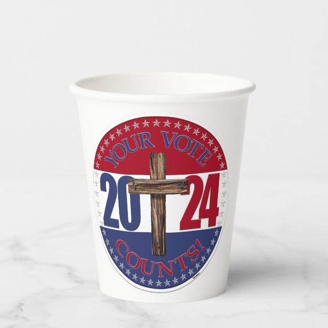 2024 Your Vote Counts with Cross Paper Cups (Front)