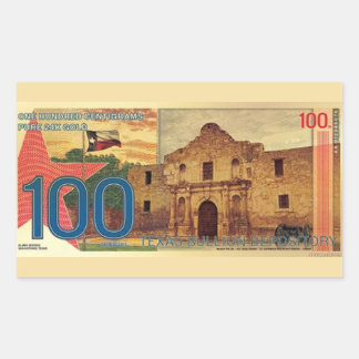 2025 100 Centigram Gold Aurum Texas The Alamo  Rectangular Sticker