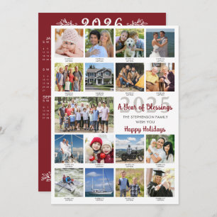 2025 18 Photo Collage Captions 2026 Calendar Holiday Card