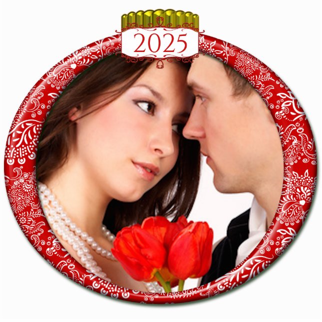 2025 1st Christmas Photo Christmas Ornament Photo Sculpture Decoration (Front)