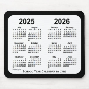 2025-2026 Black and White School Calendar by Janz Mouse Mat