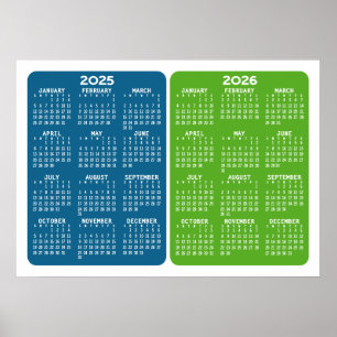 2025 2026 Calendar - Basic Minimal  2 year Poster