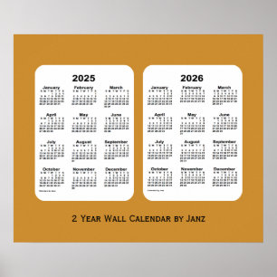 2025-2026 Gold 2 Year Wall Calendar by Janz Poster