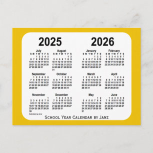 2025-2026 Gold Mini School Year Calendar by Janz Postcard