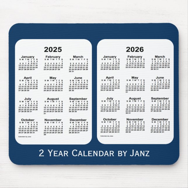 2025-2026 Police Box Blue 2 Year Calendar by Janz Mouse Mat (Front)