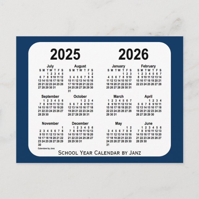 2025-2026 Police Box Blue School Calendar by Janz Postcard (Front)