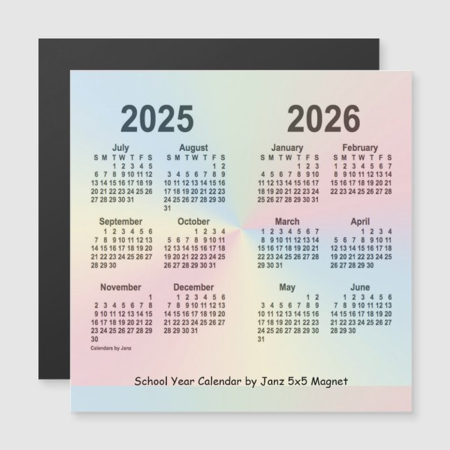 2025-2026 Rainbow School Year Calendar by Janz (Front/Back)