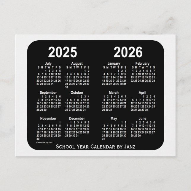 2025-2026 Smokey Neon School Year Calendar by Janz Postcard (Front)