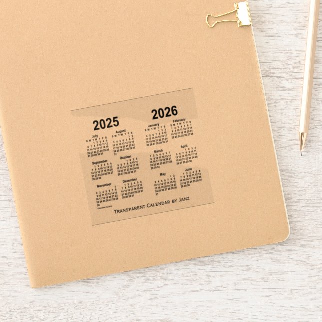 2025-2026 Transparent Calendar by Janz (Notebook)