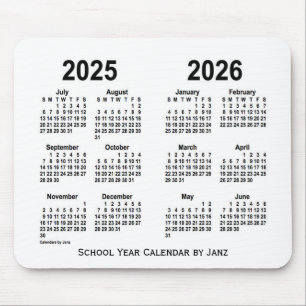 2025-2026 White School Calendar by Janz Mouse Mat