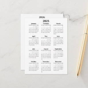 2025–2026 Year-at-a-Glance Calendar Postcard