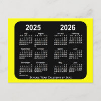2025-2026 Yellow Neon School Calendar by Janz