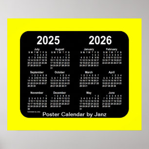 2025-2026 Yellow Neon School Year Calendar by Janz Poster