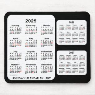 2025-2027 Black 3 Year Holiday Calendar by Janz Mouse Mat