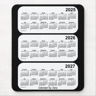 2025-2027 Black and White 3 Year Calendar by Janz Mouse Mat