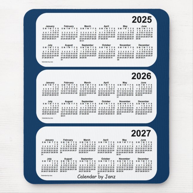 2025-2027 Police Box Blue 3 Year Calendar by Janz Mouse Mat (Front)