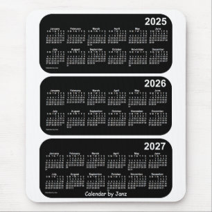 2025-2027 White Neon 3 Year Calendar by Janz Mouse Mat