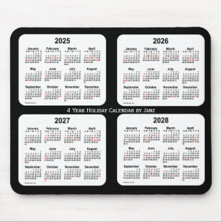 2025-2028 Black and White Holiday Calendar by Janz Mouse Mat