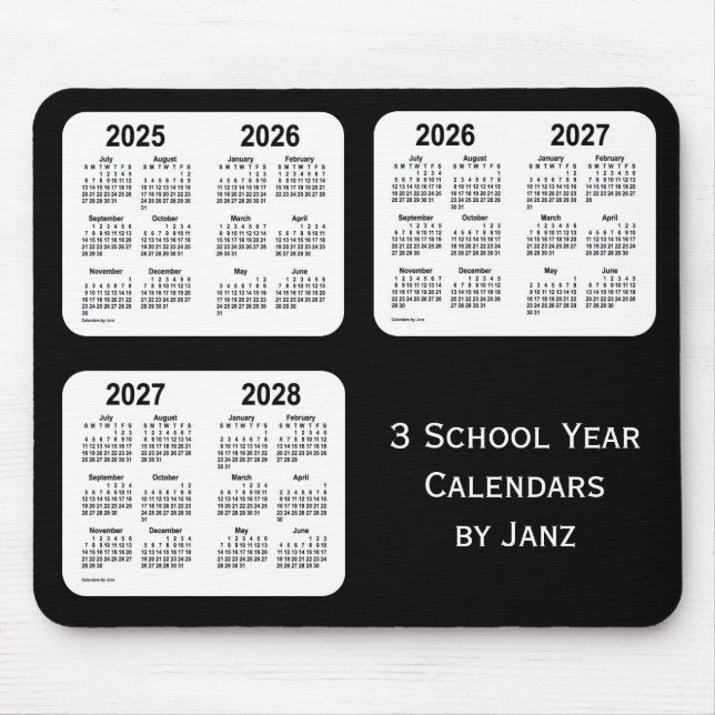 2025-2028 Black Neon School Year Calendars by Janz Mouse Mat (Front)
