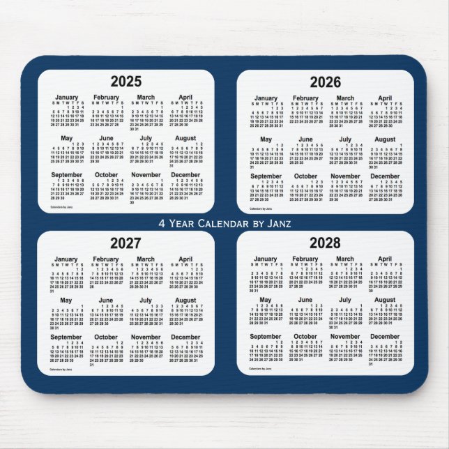 2025-2028 Police Box Blue 4 Year Calendar by Janz Mouse Mat (Front)
