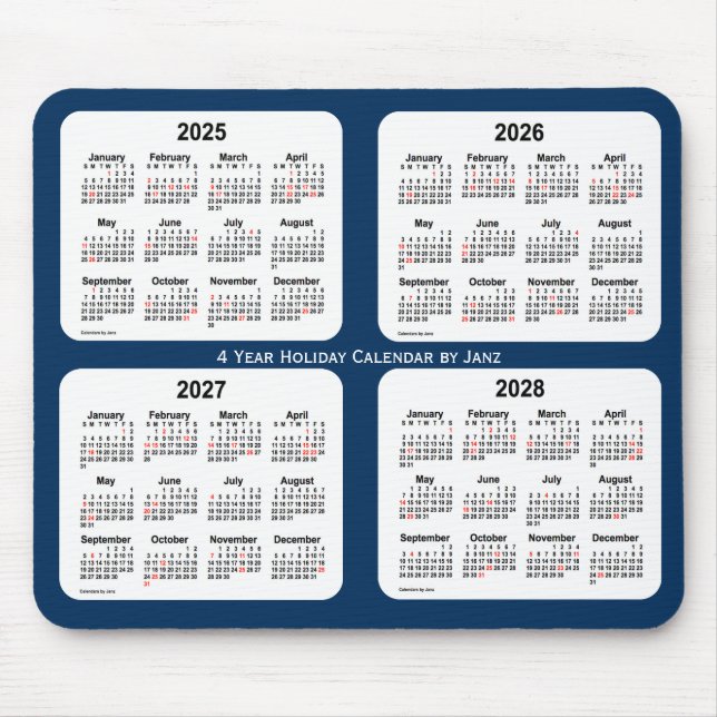 2025-2028 Police Box Blue Holiday Calendar by Janz Mouse Mat (Front)
