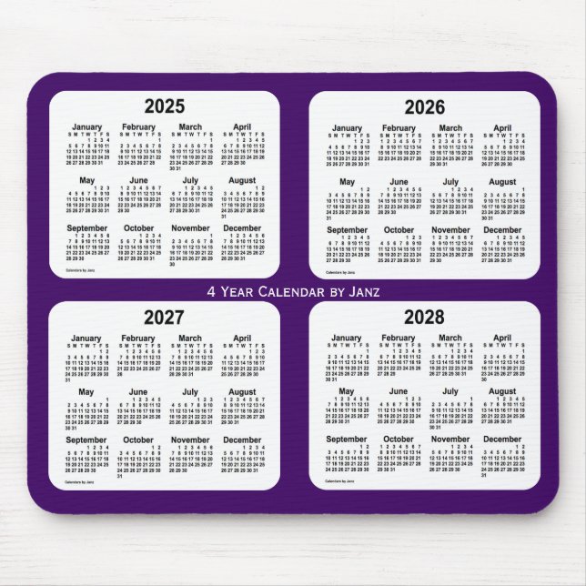 2025-2028 Purple 4 Year Calendar by Janz Mouse Mat (Front)