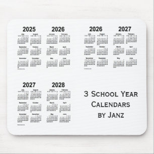 2025-2028 White 3 School Year Calendars by Janz Mouse Mat